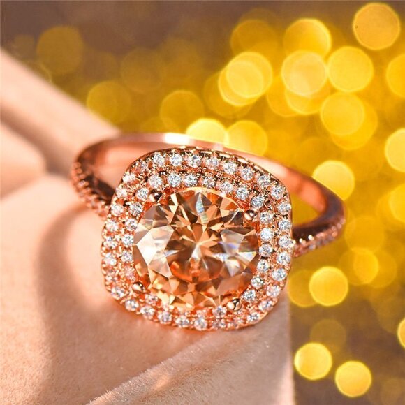 Luxury Wedding Rose Gold Plated Imitate Moissanite Ring for Women, VIP… - Picture 4 of 5